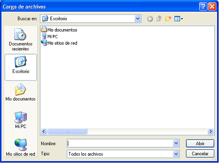 imagen de la ventana para seleccionar el fichero que se desea asociar al mensaje.